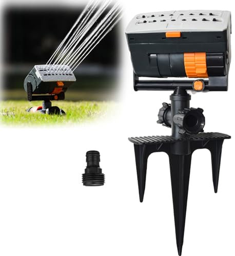 Lawn Sprinklers with Ground Anchor Rectangular Garden Automatic Sprinkler System with Adjustable Watering and 10m Spray Range