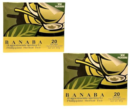Banaba Philippine Tea Organic Herbal - Pack of 2-20 Teabags per Box - Total 40 Tea Bags - 100% All-Natural Finest Banaba Leaves – Premium Tea Bags Packaging