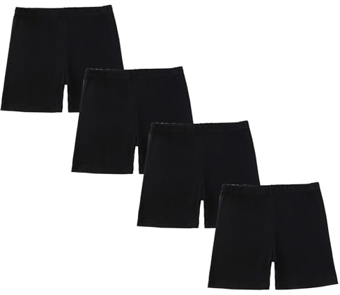 CHUNG Pantalones cortos de algodón para niñas pequeñas, para bailar, yoga, jugar, debajo del vestido, uniforme escolar, ropa básica de verano, paquete de 4