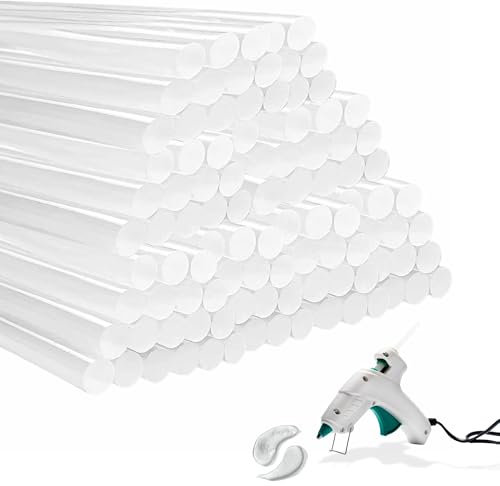 TECHZOCO Barras de pegamento en caliente, barra pegamento termofusible, Barras Silicona Caliente, Apto para bricolaje, artesanías, ocio, 11 mm de grosor, 200 mm de largo, Pack 6 unidades