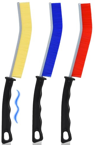 Crevice Cleaning Brush for Small Spaces with Ergonomic Handle, 3PCS Colorful Groove Gaps Cleaning Brush Set With 15° Angle Design, Cleaning Tools for Bathroom Tile, Kitchen Window Gap and Door Tracks