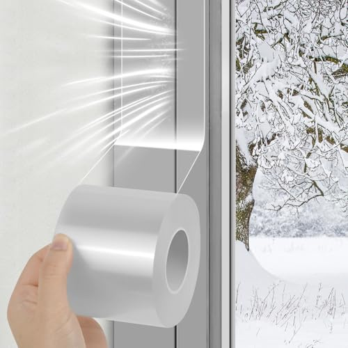 vsshe Transparentes Fensterdichtungsband, 7CM x 10M Fugendichtungsband Wasserdicht, keine Rückstände Dichtungsband Selbstklebend Fenster Wetterdichtungsband für kalte Luft Staub Regen, 0,5 mm dick