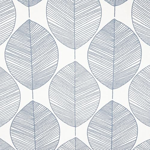 SOPHIE LAURENCE Modern Blue and Beige Leaf Wallpaper – Textured Finish, Washable, Paste The Wall for Living Room, Bedroom, Feature Wall (Full Roll)