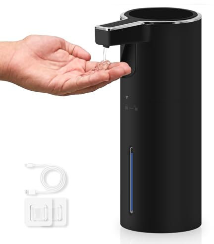 HMJIA Dispenser Semi-Automatico per Sapone 400ml con Touch Bar Dispenser per Sapone a Batteria Impermeabile IPX5 per Cucina e Bagno con Accessori per il Fissaggio a Parete (Nero Gel)