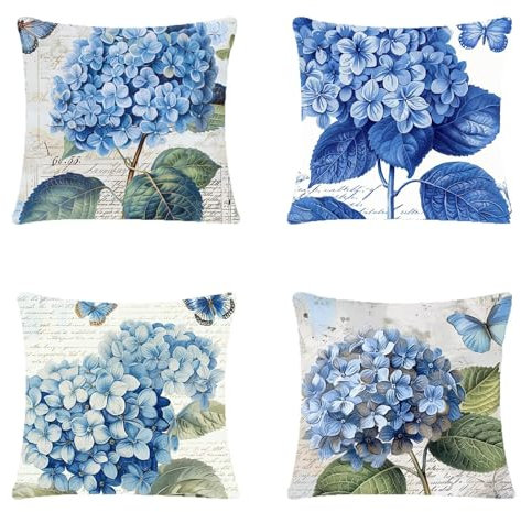 4er Set Kissenbezug Retro Kissenhülle Weich Dekokissen Orchidee Unsichtbarer Reißverschluss Sofakissen Zierkissen für Urlaubsparty Picknick Outdoor Garten Wohnzimmer Schlafzimmer 80x80cm Weich A-168