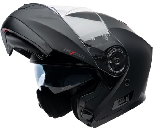 MOTOBLOUZ SPECTRON EVO Casque de moto modulable avec visière solaire | Homologué ECE 22.06 | Black | Casque scooter