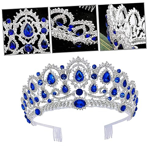 Mikinona Elegante Kristallkrone Brautkrone mit Haarkamm aus Zinklegierung und Strass für Hochzeit und Geburtstag Einfach zu Befestigen Haarschmuck für Frauen