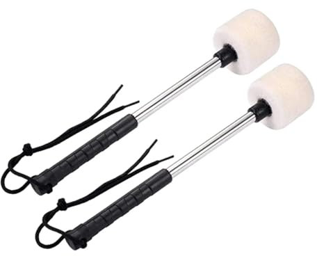 UBOHUZ Maillet de Grosse Caisse Professionnel, Baguettes de Batterie en Feutre avec Corde Suspendue, Baguettes de Batterie en métal for timbales, Instrument de Musique pour Le Tambour(2pcs)