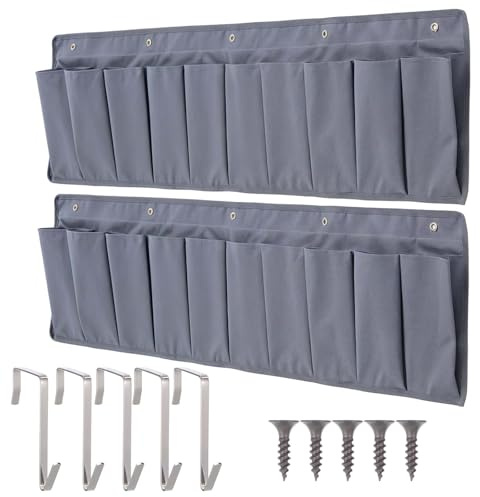AojSup 2 Pcs RV Shoe Pockets 10 Pockets Heavy Hanging Bedside Storage Organizer Bedside Shoe Organizer with Sturdy Hooks Storage Pocket Hangs on bed for Shoes Toys and Tool Accessories