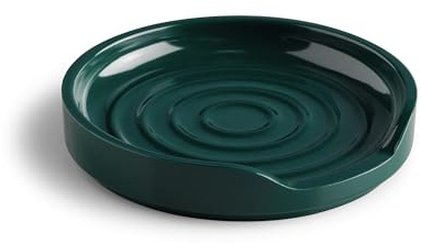 Zeal Circular Spoon Rest, Melamine Spoon Holder for Kitchen Worktops, Utensil Rest & Tea Bag Tidy Dish, 12cm (Forest Green)