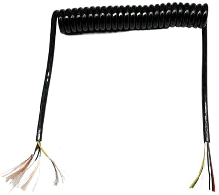 ZONSHJDKR Cavo a Spirale Retrattile Cavo di Alimentazione Estensibile a Spirale telescopica a Molla da 5 Fili 0, mm2, Cavo Nero(Stretch 1 Meter)
