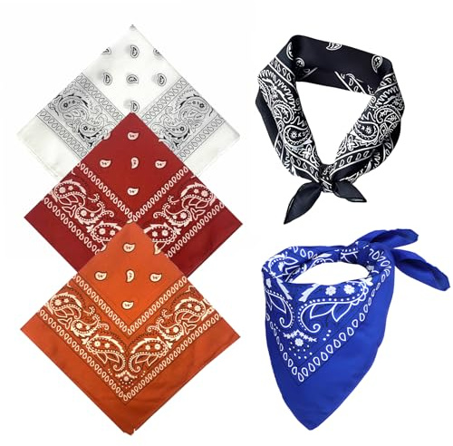 5 Pièces Bandanas, Motif Cachemire Fichu Bandanas Pure Coton Foulard Cheveux Paisley Bandeau Fichu Foulard Carré Pour Homme Et Femme Mouchoir Couvre-chef Écharpe Pour Cheveux Cou Poignet 5 Couleurs