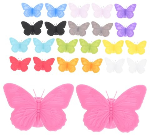 Zerodeko 24pcs Silicone Drink Markers Butterfly Shape Reusable Goblet Tags for Martini Glasses Wine Flutes Cocktail Glass Labels Multi-color Party Identifiers