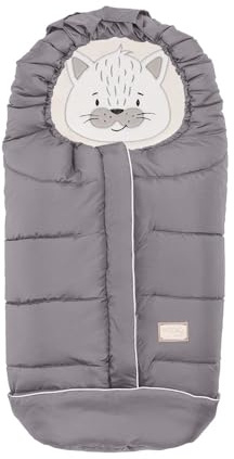 Moovo by Nuvita 9605 Junior Cuccioli | Sacco Universale per Passeggino con Animaletti | Perfetto per Bambini da 6 a 36 Mesi (100 cm) | Resistente al Freddo fino a -13°C | Grigio Chiaro