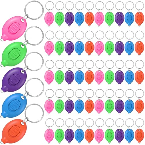 VIHOSE 50 Pcs Pastel Small LED Keychain Flashlight Bulk Badge Lights for Nurses Light Mini Portable Bright Keychain Flashlight Party Favors Gift for Outdoor Camping Hiking (Bright)