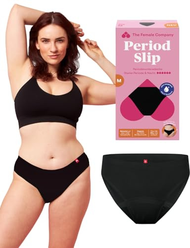 The Female Company Periodenunterwäsche Slip Extra Strong in M – Zuverlässiger Auslaufschutz bei starker Blutung – Atmungsaktive Panty aus Bio-Baumwolle – Bequem & getestet von Hohenstein, schwarz