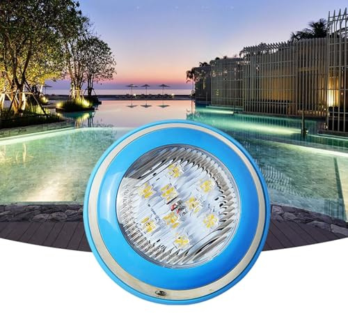 GUODDM Iluminación Subacuática RGB - Aplique De Pared Subacuático De 24 V, Luz LED Para Piscinas Enterradas IP68 Resistente Al Agua, Focos LED PAR56 RGB Para Piscinas, Ideal Para Hoteles(Blue,24w)