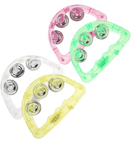 Parliky Leuchtende Tamburine 8 Stück aus Kunststoff Leichtes LED Licht Tamburin für Sportveranstaltungen und Weihnachtsfeiern Handliches Schlaginstrument mit Bunter Zufällige Farbe