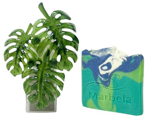 Bath & Body Works Sparkly Monstera Leaves Scent Control Nightlight Wallflowers Fragrance Plug with an Aloe Vera Sample Soap