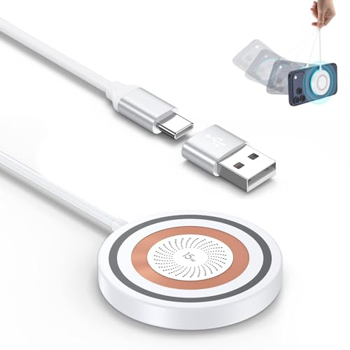 Chargeur Induction Magnétique, 15W Chargeur sans Fil MagSafe Charge Rapide | Chargeur MagSafe pour iPhone 17 Pro Max 16 15 14 13 12, Google Pixel 10 Pro XL 9 9a 8 8a 7, Samsung Galaxy S26 Ultra S25 S24