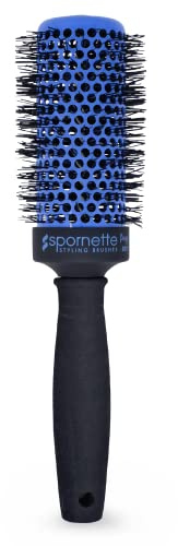 Spornette Prego 2.5 inch Round Brush (#270) with Tourmaline Ceramic Vented Barrel and Nano-Silver Ion Bristles for Straightening, Styling, Curling and Volumizing Short, Medium, Long Hair Types