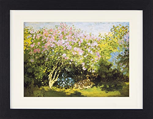1art1 Claude Monet Poster Blühender Flieder In Der Sonne, 1873 Gerahmtes Bild Mit Edlem Passepartout | Wand-Bilder | Im Bilderrahmen 40x30 cm