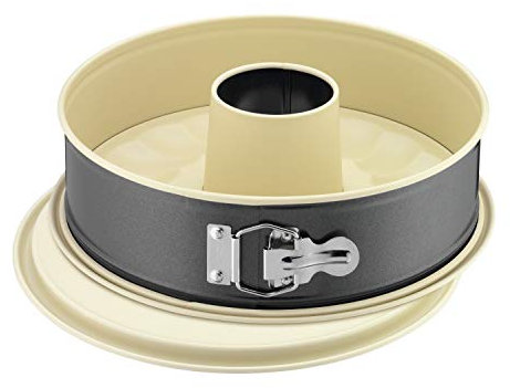 Original Kaiser Inspiration Plus Kuchen Springform 28 cm rund, 2 Böden, Flach- und Rohrboden, runde Backform antihaftbeschichtet, Kuchenform auslaufsicher