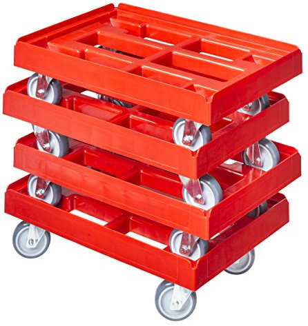 4 Stück Transportroller für Kisten 60 x 40 cm mit 4 Lenkrollen in rot