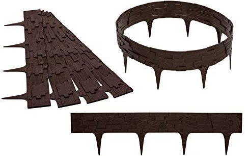 GARDENIX® 3,16 m Borde delimitador para césped y jardín cercado, con aspecto de piedra, marrón