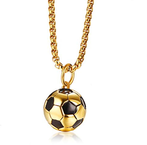 Cupimatch Halsband män halsband med berlock sax kam fotboll mikrofon halsband rostfritt stål kedja halsband smycken för män pojkar, Rostfritt stål