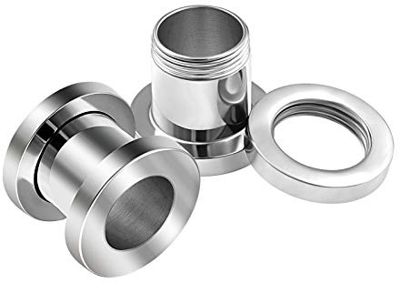KJM FASHION 2 Stk Steel Fleischtunnel Flesh Tunnels Ear Plugs Schmuck