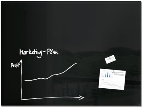 SIGEL GL213 Premium Glas-Whiteboard 120x90 cm grau hochglänzend, SGS geprüft, einfache Montage, incl. 2 starke Magnete, Glas-Magnettafel Artverum