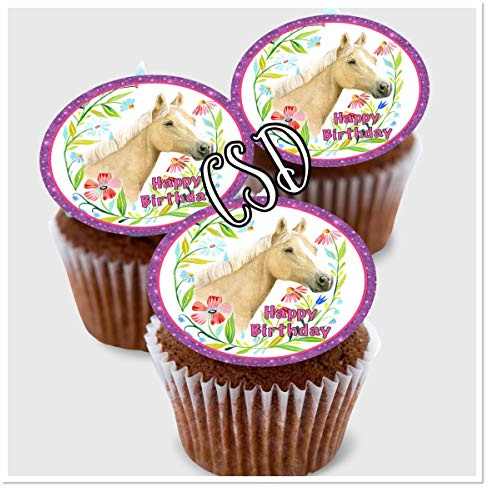 CSD Muffinaufleger Geburtstag Pferd M16, Premium Esspapier Oblaten, Geburtstag
