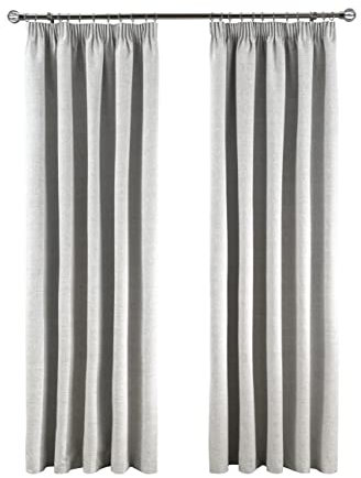 Sleepdown Textured Rib Weave Pencil Pleat Blackout Lined Curtains Thermal Insulated for Bedroom and Living Room 46 x 54 Inch Grey 2 Panels