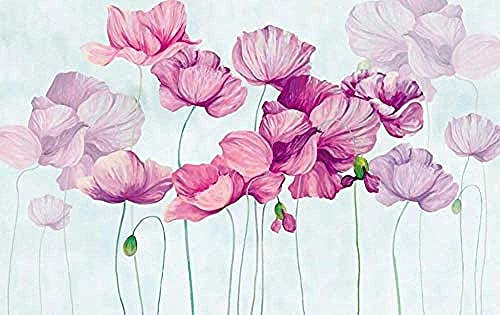 Lilac Flower Tulip Minimalist Wallpaper Wall Wallpaper Decoration 3D Wallpaper Paste Living Room The Wall for Bedroom Mural*400cmx280cm(157.4x110.2inch)