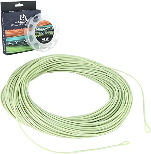 Maximumcatch Fliegenfischen Schnur mit Schlaufen, schwimmende Fliegenschnur 30,5m lang, WF3F/4F/5F/6F/7F/8F, sechs Farbe (WF5F, Moosgrün)