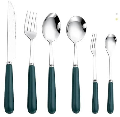 SHALOLY 36-teiliges Goldbesteck-Silberbesteck-Set, Edelstahlbesteck-Set for 6 Personen Home Sourcing Tool (Color : 36Piece Silver) (36piece Silver)