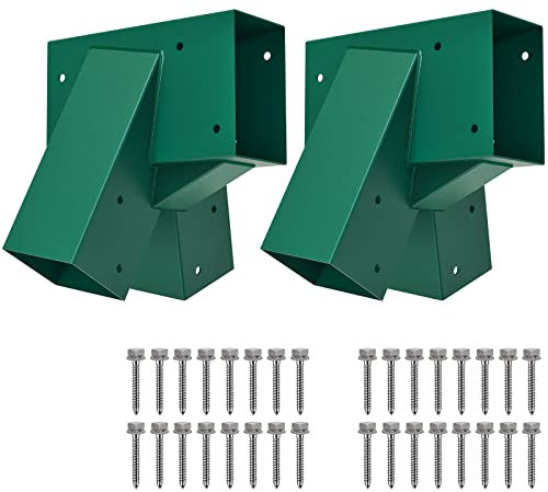 BeneLabel 2pcs Swing Frame Bracket, Heavy Duty Swing Corner End Mounting Brackets 100 Degree Playground Climbing Frame Timber Post Steel Triangle Hardware DIY Kit for Beam (143 x 95mm)&Leg (95 x 95mm)