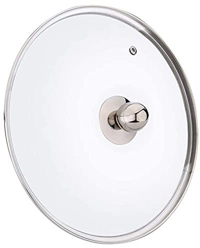 Pfannendeckel, Topfdeckel, gehärtetes Glas, mit Edelstahlkante und Lüftungslöchern, für den Haushalt, transparent (klar, 14 cm)