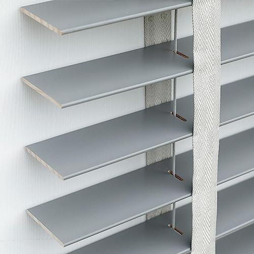 Jalousien Aus Holz,Natürliche Massivholz Jalousie 50mm Lamellen,Fensterläden,Sichtschutzvorhänge,Sonnenschutz/Verdunkelung/Wärmedämmung Horizontal Jalousetten,Grau,Anpassbar,W×H-65x175cm/25.6x69in