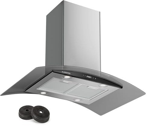 Klarstein Cappa Aspirante a Incasso 90cm, Cappa Cucina con Filtro, Cappa Cucina in Alluminio Lavabile in Lavastoviglie, Cappa Incasso con Flusso d'Aria 600m³/h, LED, Cappa Filtrante con Touch Control