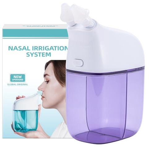 Nasal Irrigation System, Nasal Rinse Machine, Sinus Rinse Machine, Sinus Cleaner Machine with Salt Water Tank & Waste Collection Tank - Nose Cleaner for Sinus,Sinus Adult,Allergy relief - Purple