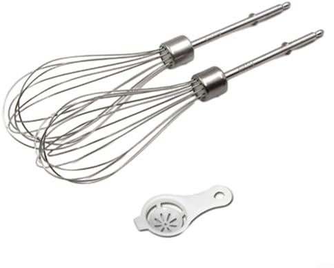 Oceanlend Fouet en acier inoxydable pour mixeur manuel, 12 tiges métalliques, Argenté, 17 cm x 21,5 cm, Rétro, Lavable en machine