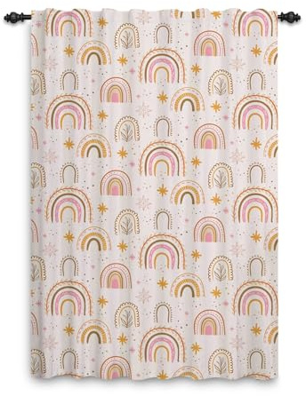 ggaimwf Regenbogenvorhänge mit Bleistiftfalten Hobo-Stil RegenbogenvorhängeKinderzimmerNatürlich Fensterbehandlung für Mädchen Wohnzimmer Kinderzimmer Café Innentrennvorhang 117x183cm 1 Panel