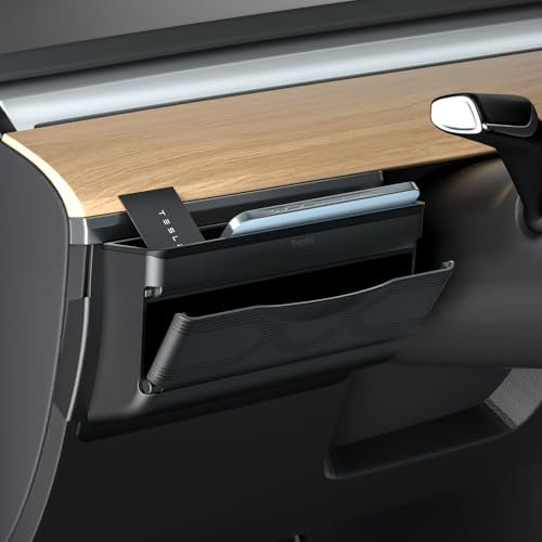 Gelivable für Tesla Model Y Lenkradseitige Aufbewahrungsbox,Luftausströmer Organizer,Zwei Stauräume,Schlüsselkarte Sonnenbrillen Handyhalter für Tesla 2020-2024 Model Y Innenraum-Zubehör
