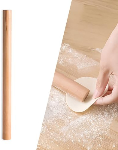 DBAILY Mattarello in legno di faggio, senza manici, professionale, liscio al tatto, non appiccicoso, adatto per pasticceria, gnocchi, involucri, utensili da forno (40 cm)