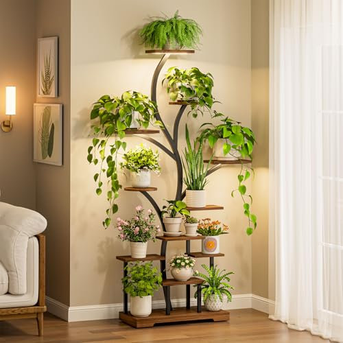 ChillCruiser Plant Stand Indoor with LED Grow Lights,11-Tier Metal Plant Shelf,Corner Flower Stand Plant Rack for Living Room,Bedroom,Balcony