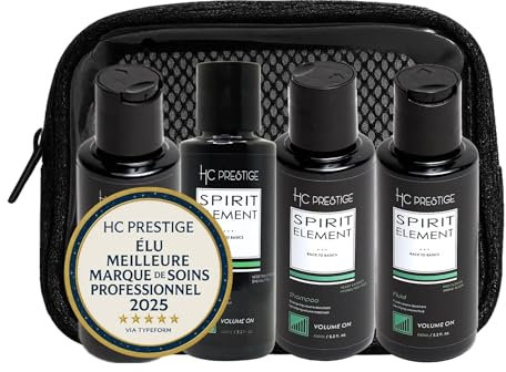 HC Prestige Kit Volume Express – Routine Cheveux Fins & Plats – 4x100ml Voyage (Shampoing, Masque, Fluide, Détox) – Densité, Brillance & Légèreté – Vegan, Sans Sulfate, Made in France