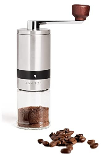 OZBME Moulin à café Manuel, broyeur à meules avec 6 réglages de mouture, sans Alimentation, pour café Filtre, Expresso, cafetière à Piston, etc.