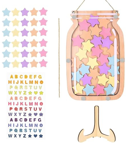 oooaooo Belohnungsglas Kinder, Belohnungssystem Kinder Mit 30 Sternen Und Aufkleber, Lehrerbedarf Reward Jar, Schön Und Langlebig Geeignet Für Den Einsatz Zu Hause Und in Der Schule